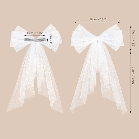 🆕Women White Clip Bachelorette Party Decorations Pearl Bow Accessories - Picture 6 of 9